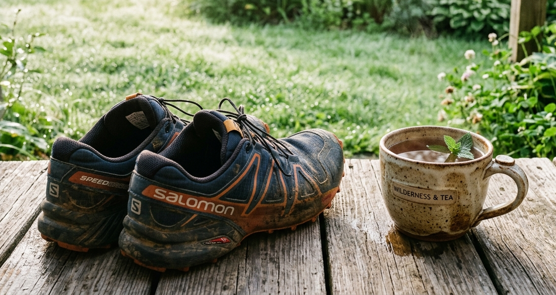 https://frovinto.eu/wp-content/uploads/2026/04/02.png Laufschuhe und eine Tasse Tee auf einer Veranda am Morgen